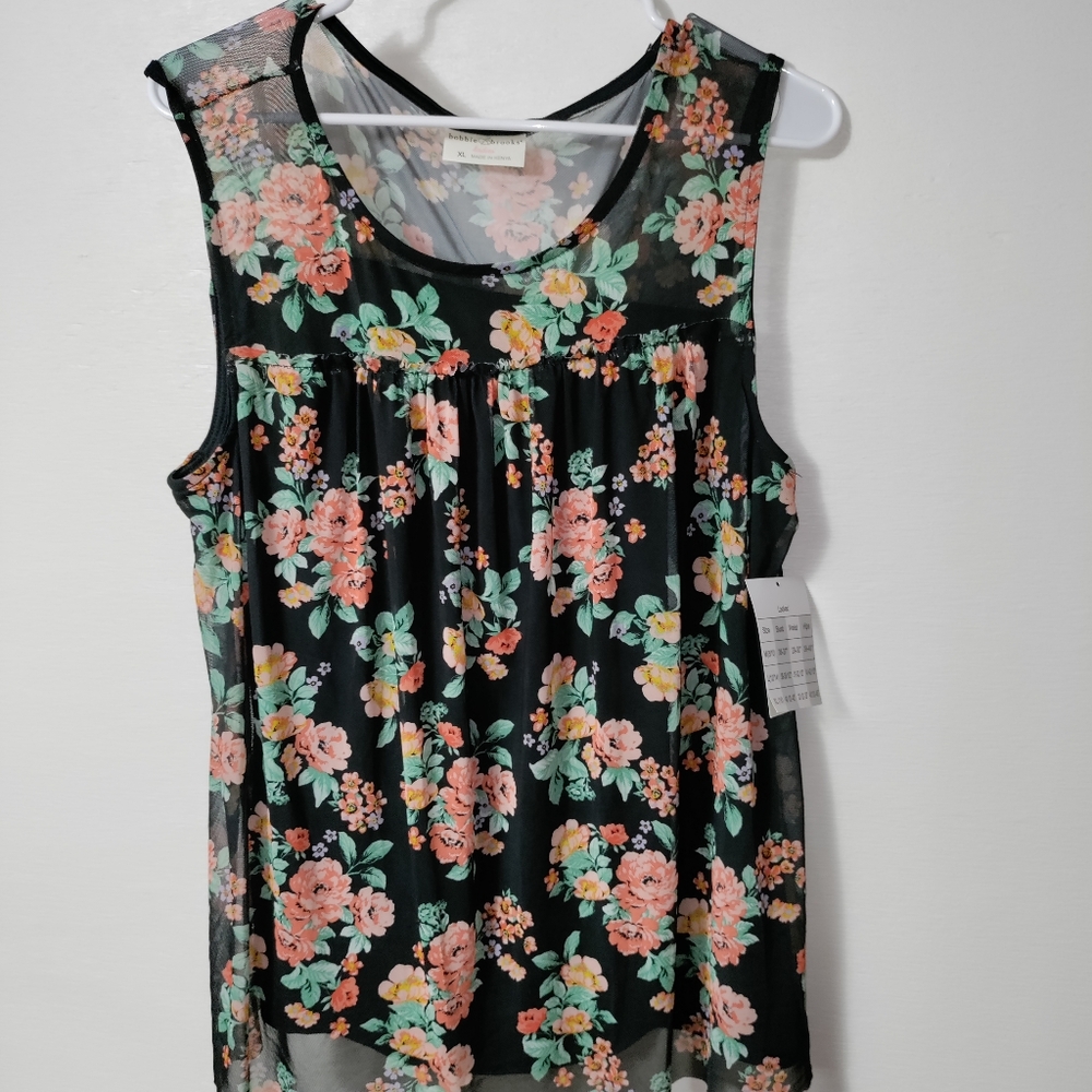 Women shirt top sizes M L and XL Bobbie Brooks sheer yokTop